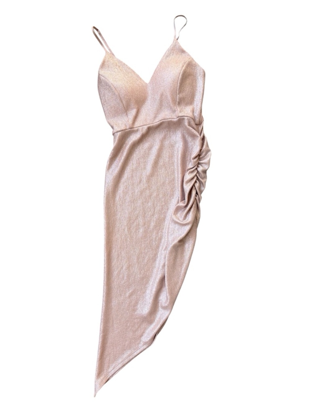 Blush Mauve Shimmer Asymmetrical Slip Dress